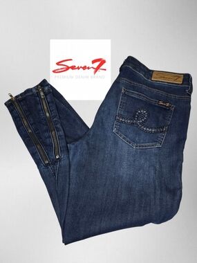 SEVEN7 Dark Wash Zip Hem Jegging- 10